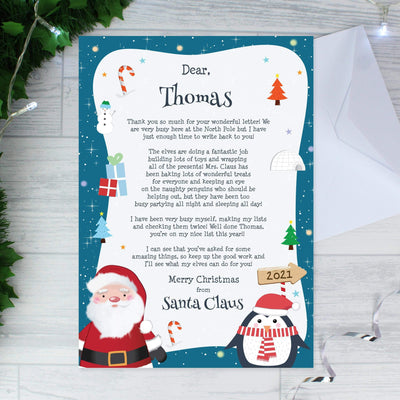 Personalised Memento Personalised Christmas Penguin Letter