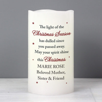 Personalised Memento Personalised Christmas Season Memorial LED Candle