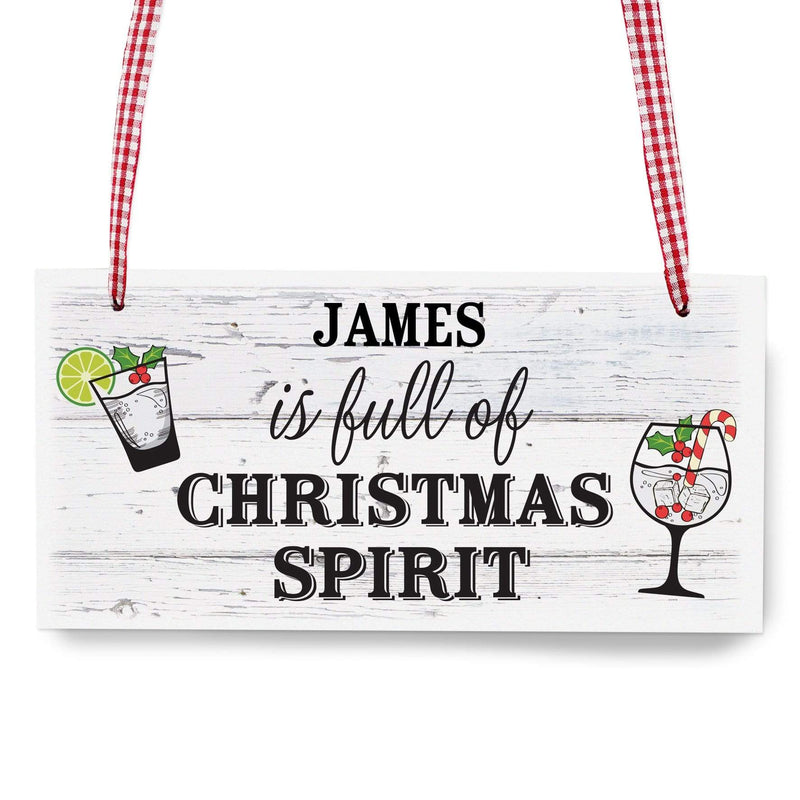 Personalised Memento Hanging Decorations & Signs Personalised Christmas Spirit Wooden Sign