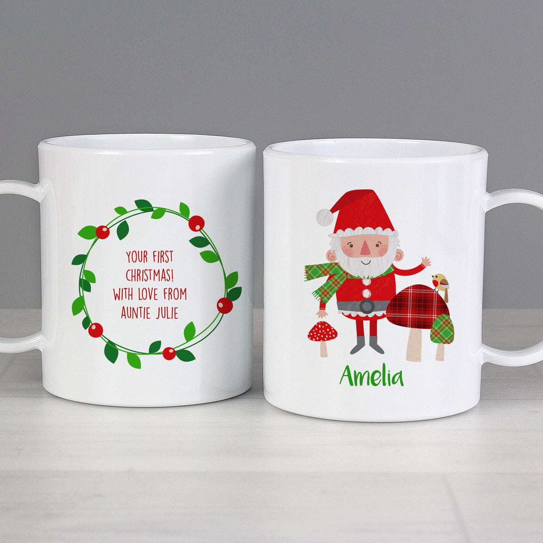 Personalised Memento Mealtime Essentials Personalised Christmas Toadstool Santa Plastic Mug