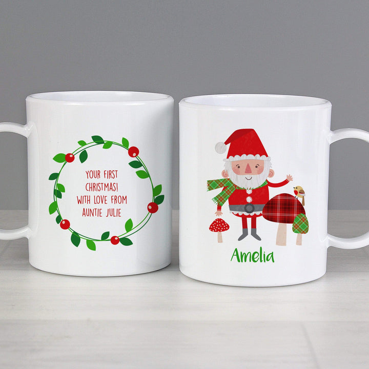 Personalised Memento Mealtime Essentials Personalised Christmas Toadstool Santa Plastic Mug