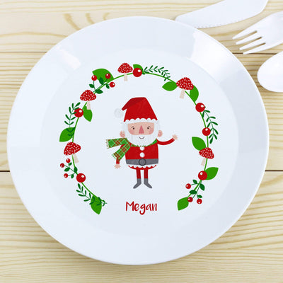 Personalised Memento Mealtime Essentials Personalised Christmas Toadstool Santa Plastic Plate