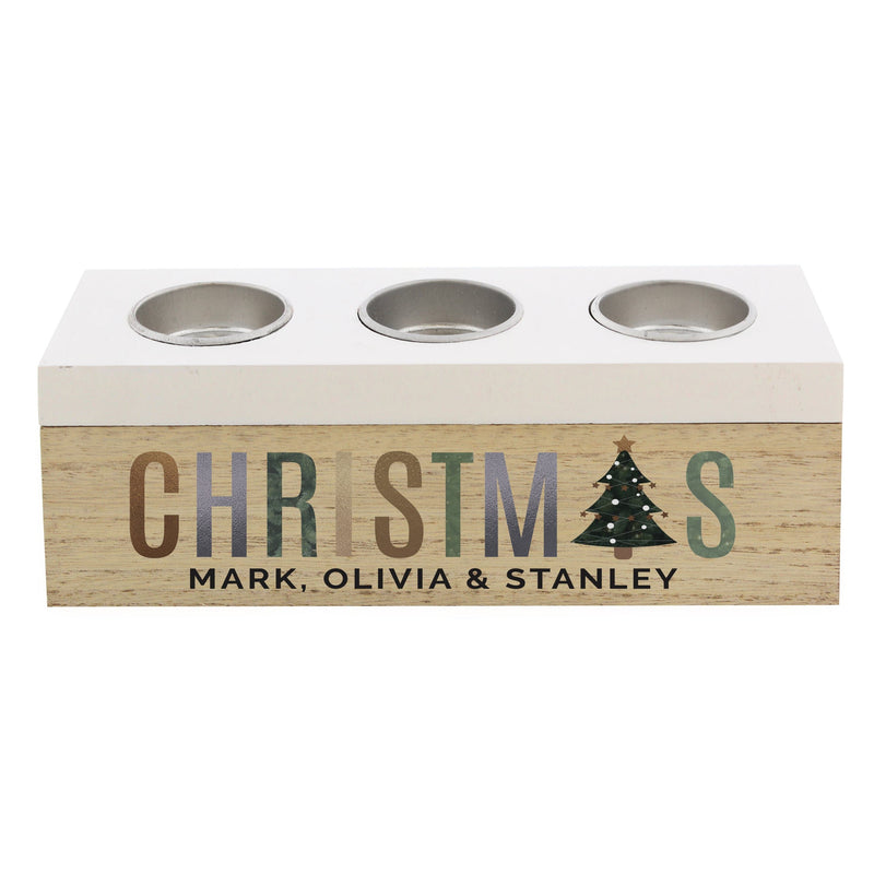 Personalised Memento Personalised Christmas Tree Triple Tea Light Box