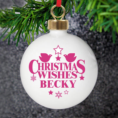 Personalised Memento Personalised Christmas Wishes Bauble
