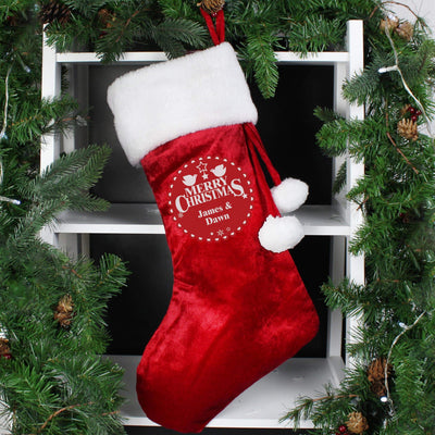 Personalised Memento Personalised Christmas Wishes Luxury Red Stocking