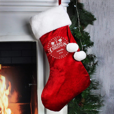 Personalised Memento Personalised Christmas Wishes Luxury Red Stocking