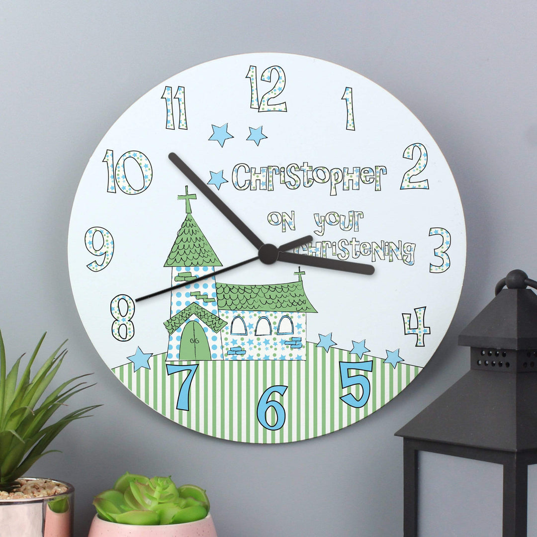 Personalised Memento Clocks &amp; Watches Personalised Church Boys Christening Clock