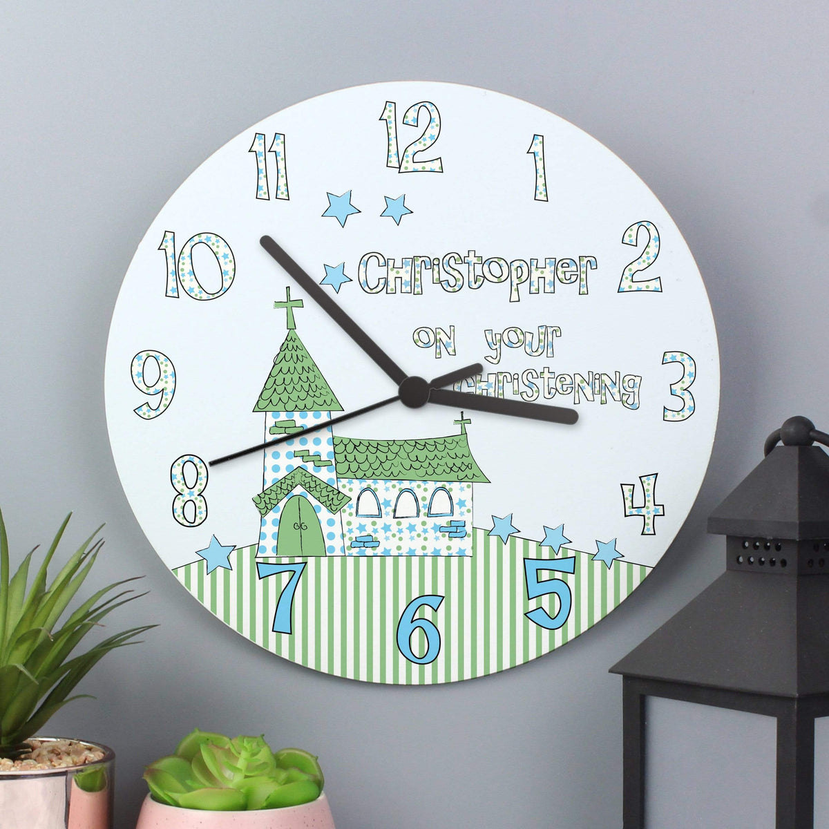 Personalised Memento Clocks & Watches Personalised Church Boys Christening Clock