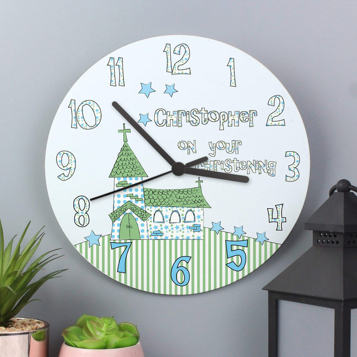 Personalised Memento Clocks &amp; Watches Personalised Church Boys Christening Clock