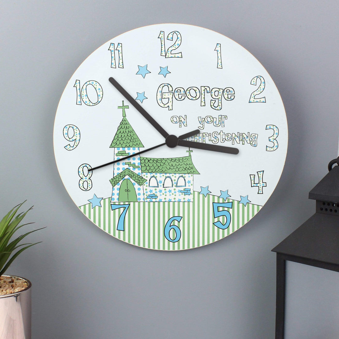 Personalised Memento Clocks &amp; Watches Personalised Church Boys Christening Clock