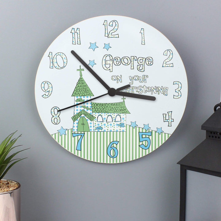 Personalised Memento Clocks &amp; Watches Personalised Church Boys Christening Clock