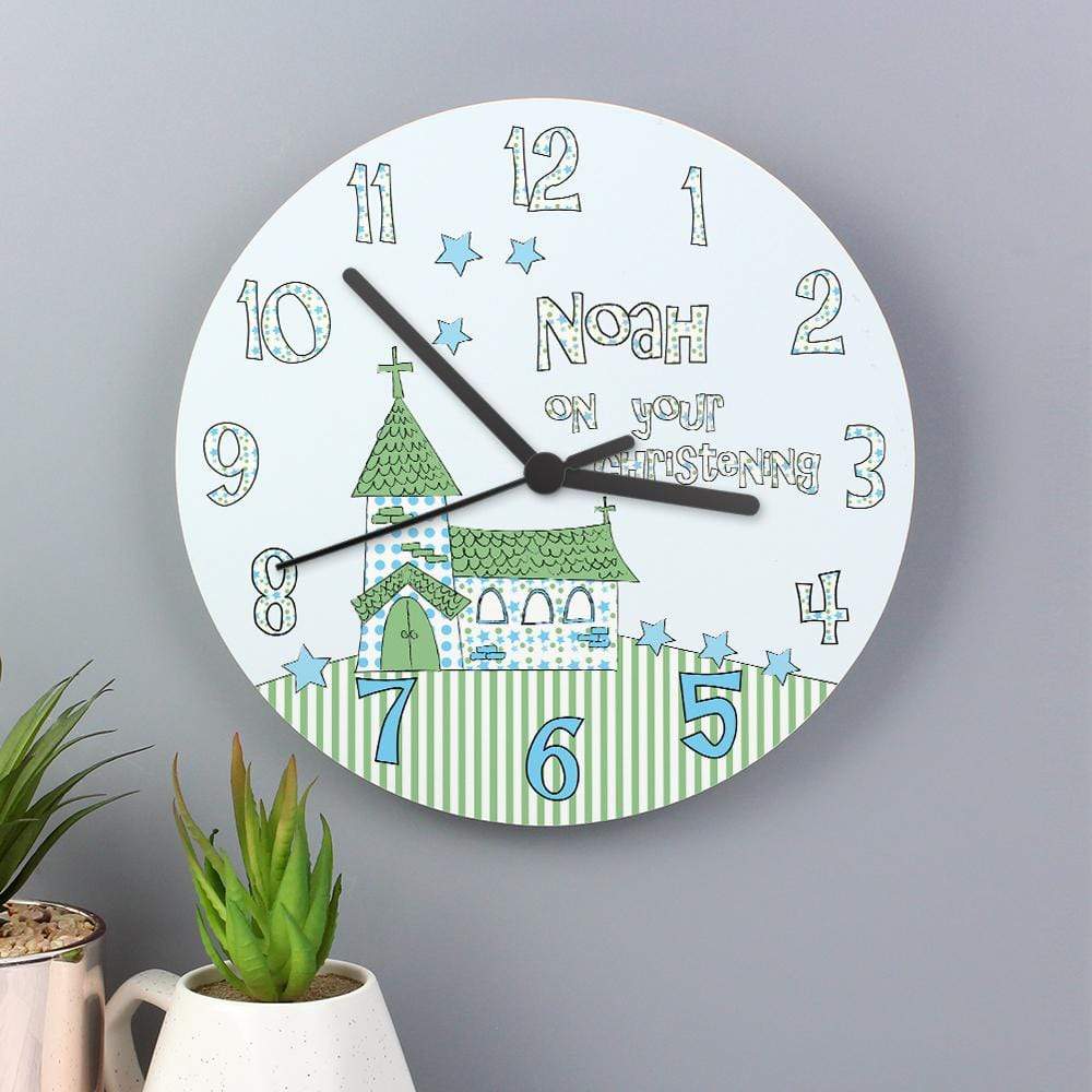 Personalised Memento Clocks &amp; Watches Personalised Church Boys Christening Clock