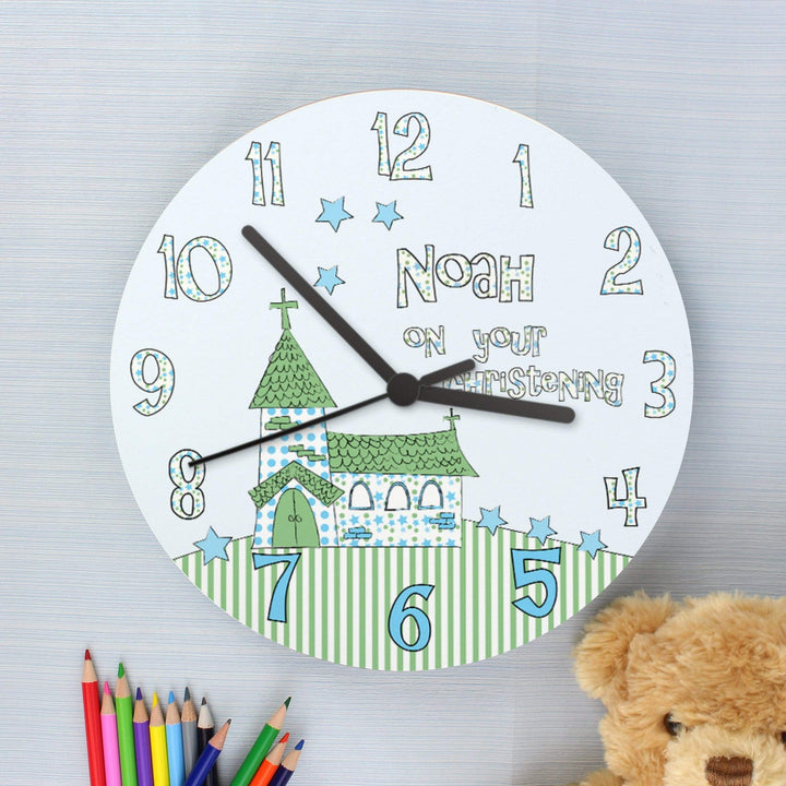 Personalised Memento Clocks &amp; Watches Personalised Church Boys Christening Clock