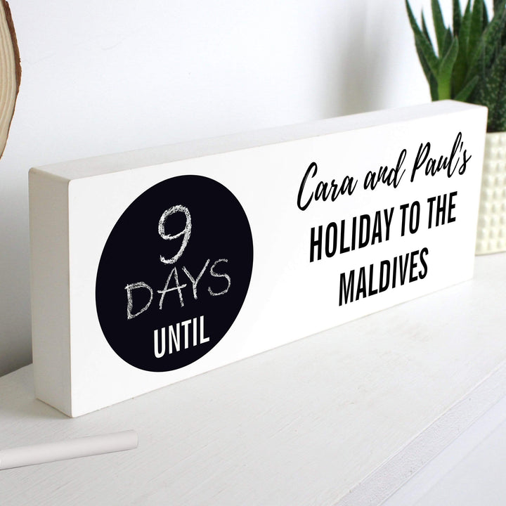 Personalised Memento Hanging Decorations &amp; Signs Personalised Classic Chalk Countdown Wooden Block Sign