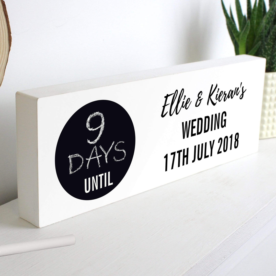 Personalised Memento Hanging Decorations &amp; Signs Personalised Classic Chalk Countdown Wooden Block Sign