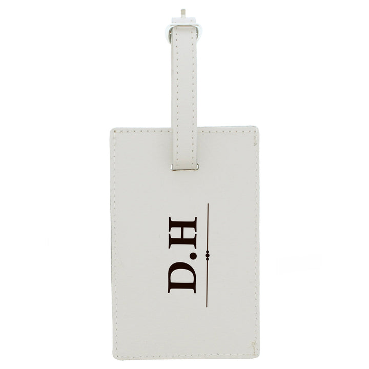 Personalised Memento Leather Personalised Classic Initials Cream Luggage Tag