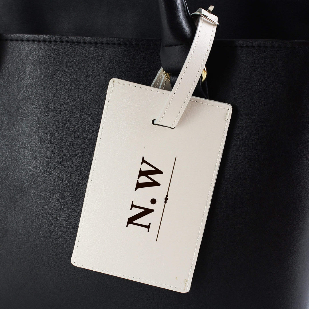 Personalised Memento Leather Personalised Classic Initials Cream Luggage Tag
