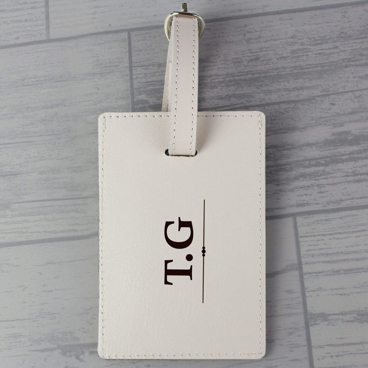 Personalised Memento Leather Personalised Classic Initials Cream Luggage Tag