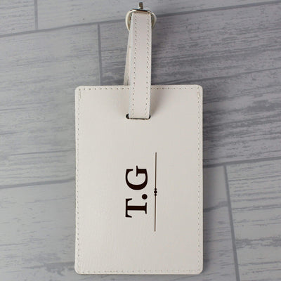 Personalised Memento Leather Personalised Classic Initials Cream Luggage Tag