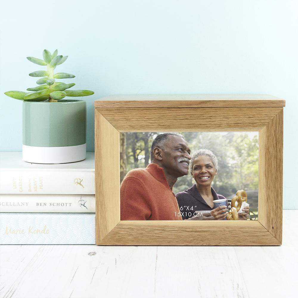 Treat Personalised Classic Mr &amp; Mrs Oak Photo Cube Keepsake Box