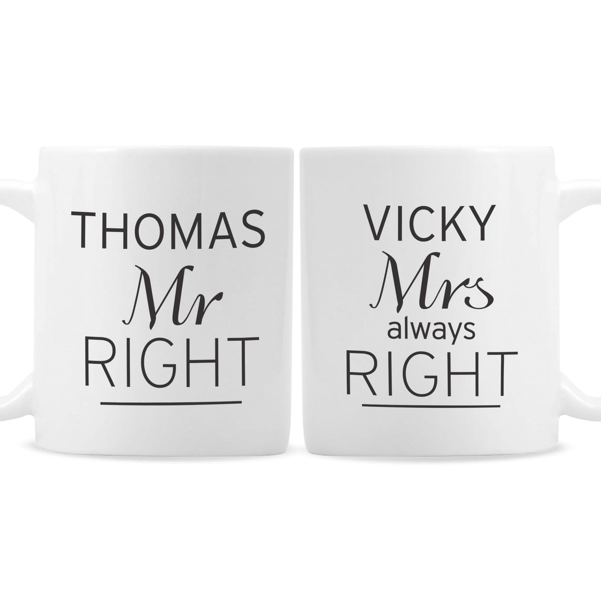 Personalised Memento Mugs Personalised Classic Mr Right/Mrs Always Right Mug Set