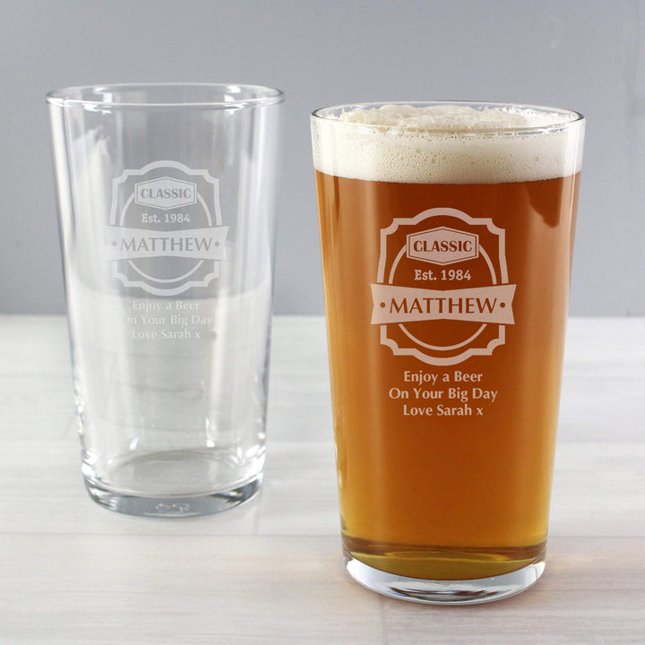 Personalised Memento Glasses &amp; Barware Personalised Classic Pint Glass