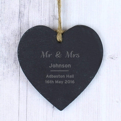 Personalised Memento Slate Personalised Classic Slate Heart Decoration