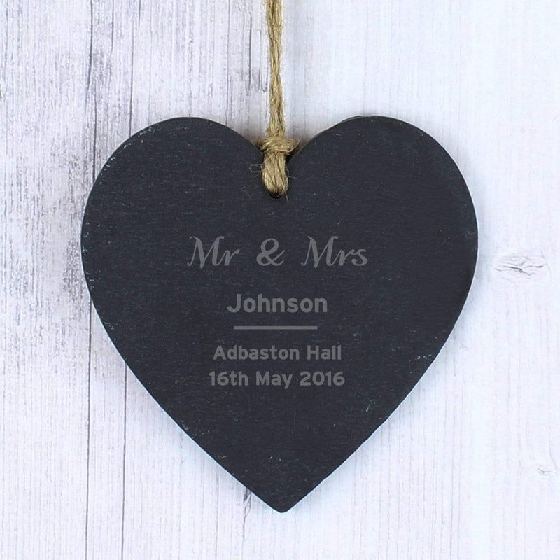 Personalised Memento Slate Personalised Classic Slate Heart Decoration