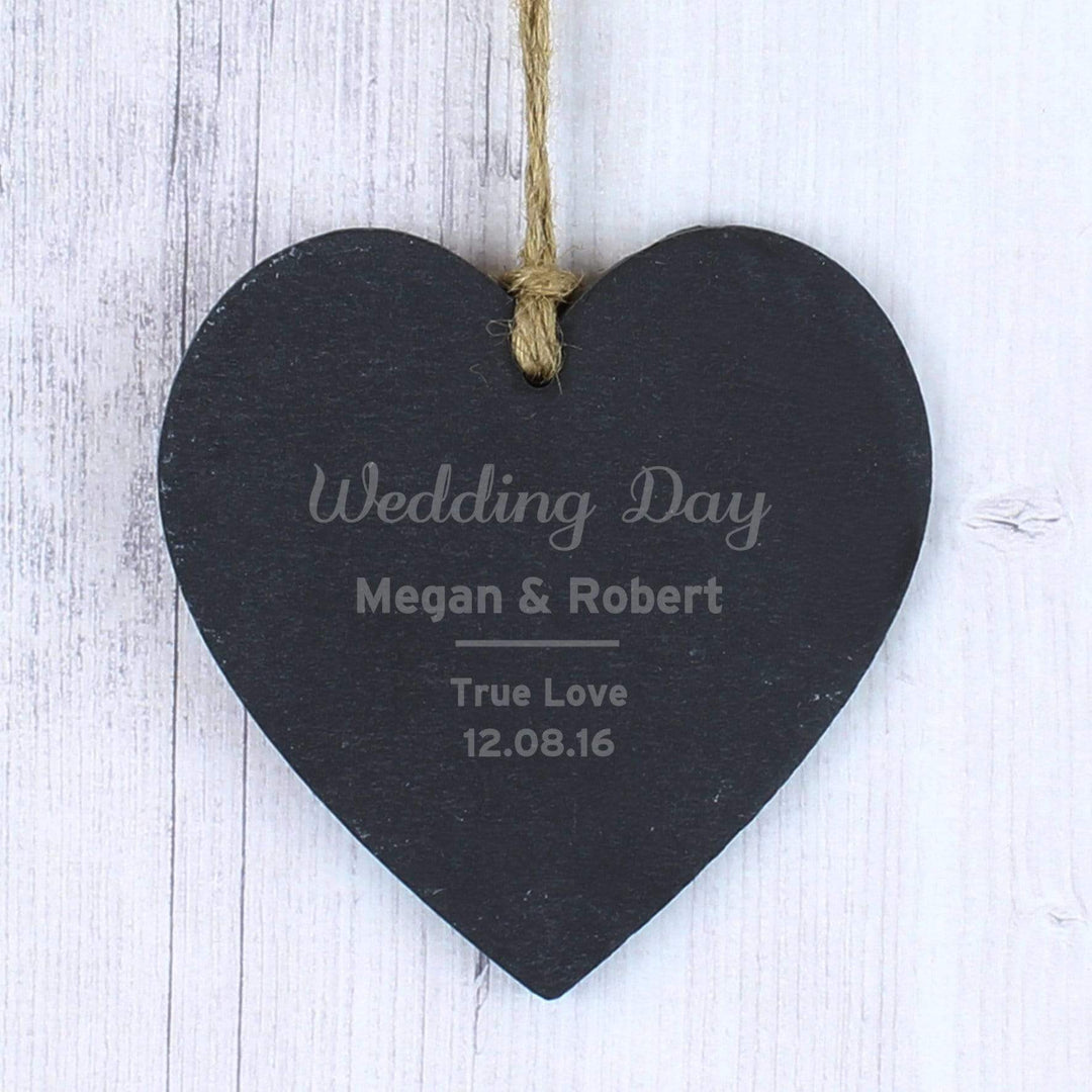 Personalised Memento Slate Personalised Classic Slate Heart Decoration