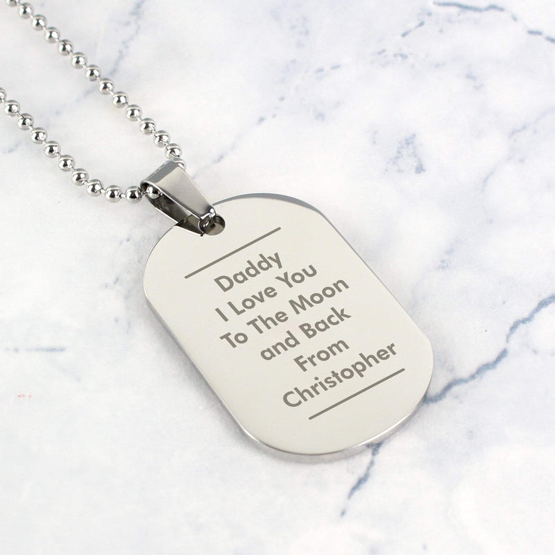 Personalised Memento Jewellery Personalised Classic Stainless Steel Dog Tag Necklace