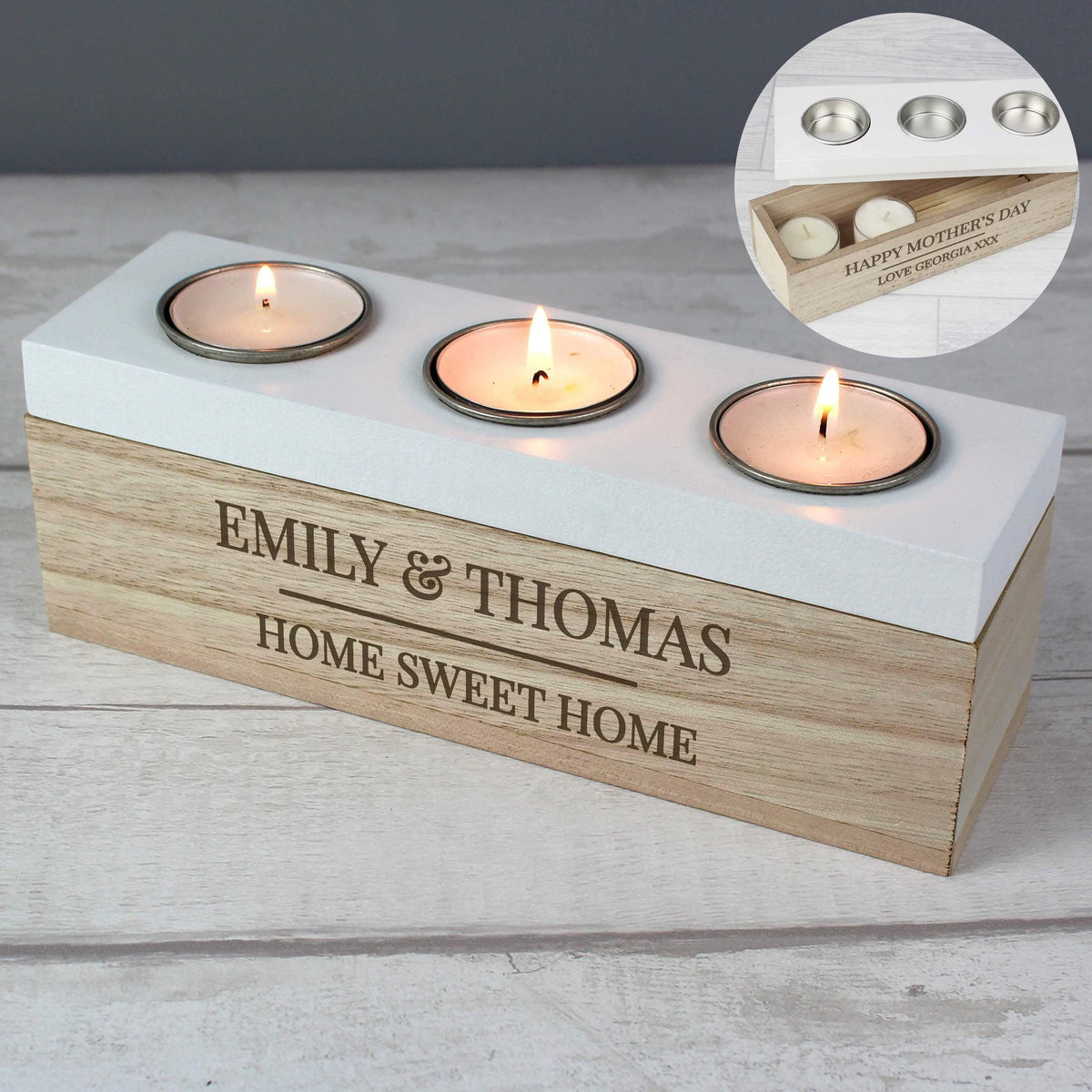 Personalised Memento Personalised Classic Triple Tea Light Box