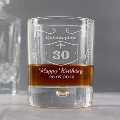 Personalised Memento Glasses & Barware Personalised Classic Whisky Style Tumbler Bubble Glass
