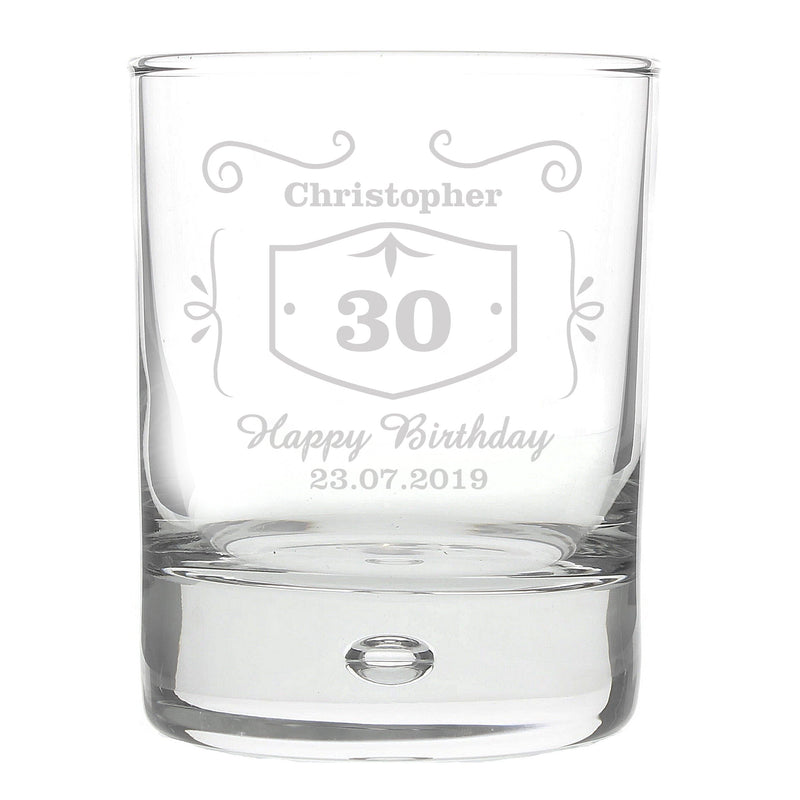 Personalised Memento Glasses & Barware Personalised Classic Whisky Style Tumbler Bubble Glass