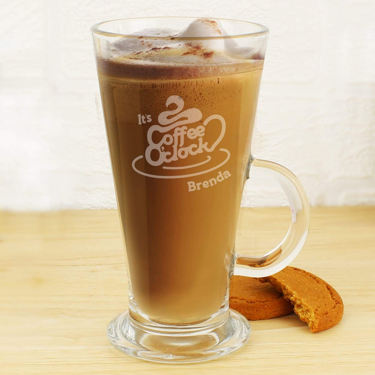 Personalised Memento Glasses & Barware Personalised Coffee O Clock Latte Glass
