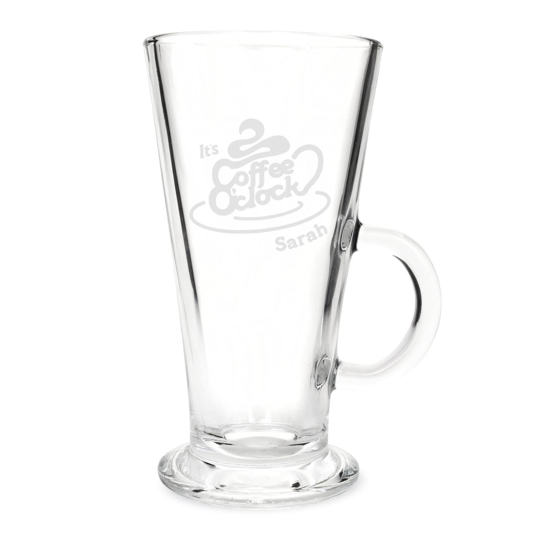 Personalised Memento Glasses &amp; Barware Personalised Coffee O Clock Latte Glass