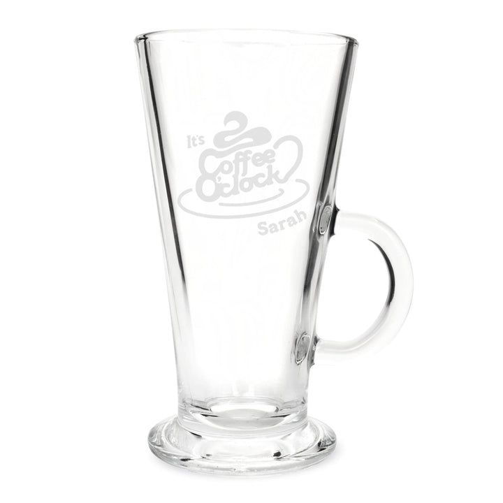 Personalised Memento Glasses &amp; Barware Personalised Coffee O Clock Latte Glass