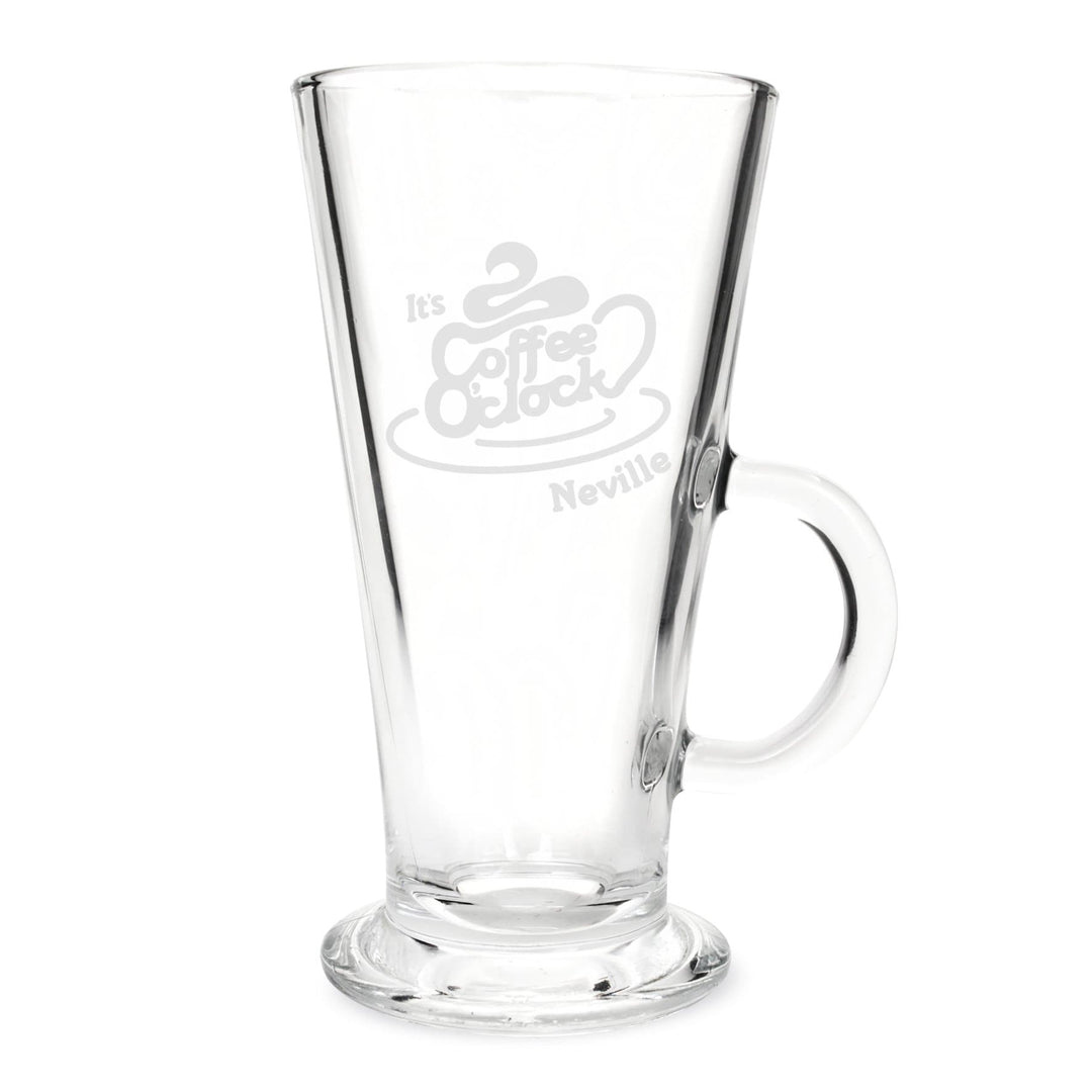 Personalised Memento Glasses &amp; Barware Personalised Coffee O Clock Latte Glass