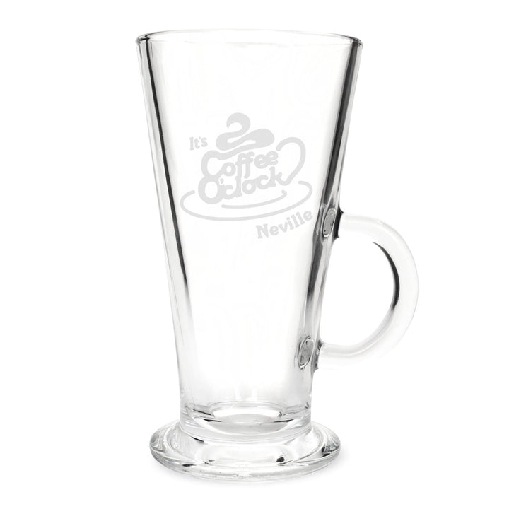 Personalised Memento Glasses &amp; Barware Personalised Coffee O Clock Latte Glass