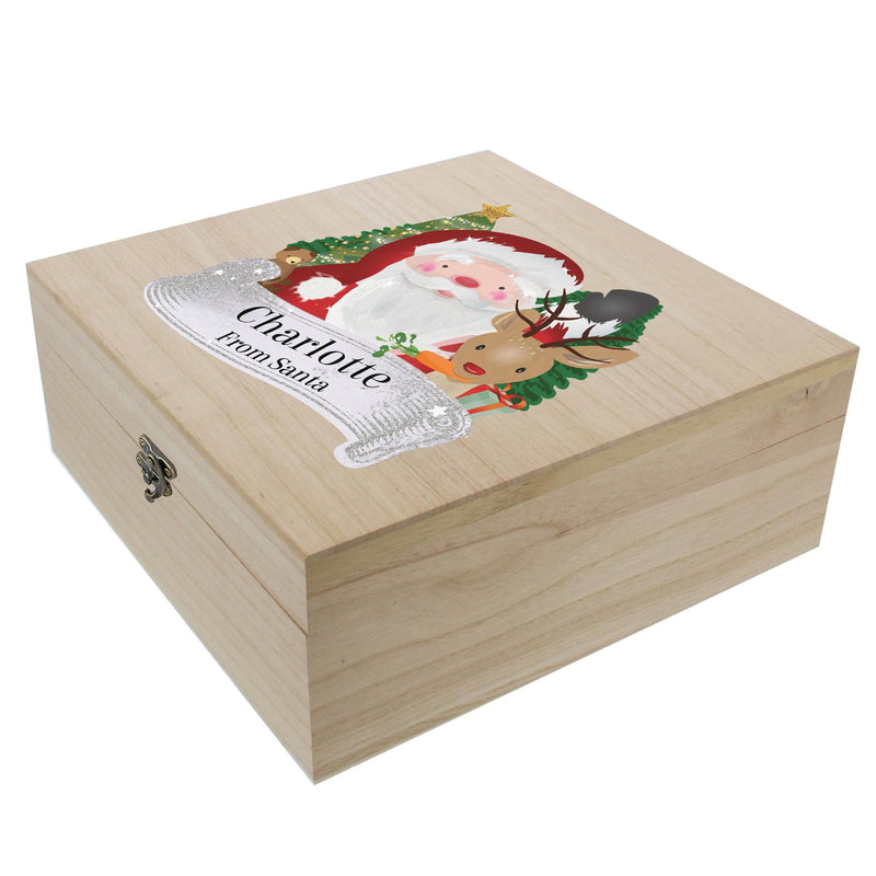 Personalised Memento Personalised Colourful Santa Large Wooden Christmas Eve Box