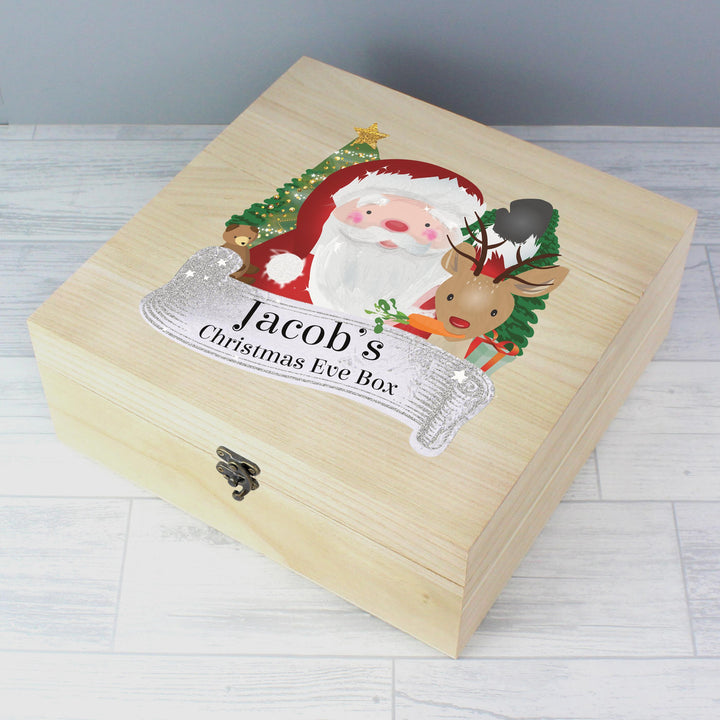 Personalised Memento Personalised Colourful Santa Large Wooden Christmas Eve Box