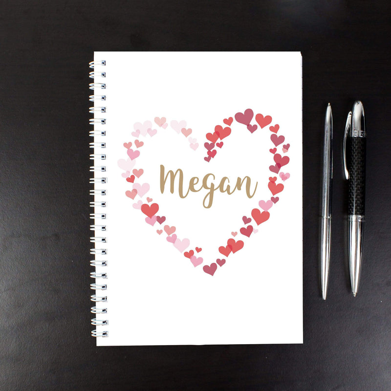Personalised Memento Stationery & Pens Personalised Confetti Hearts A5 Notebook