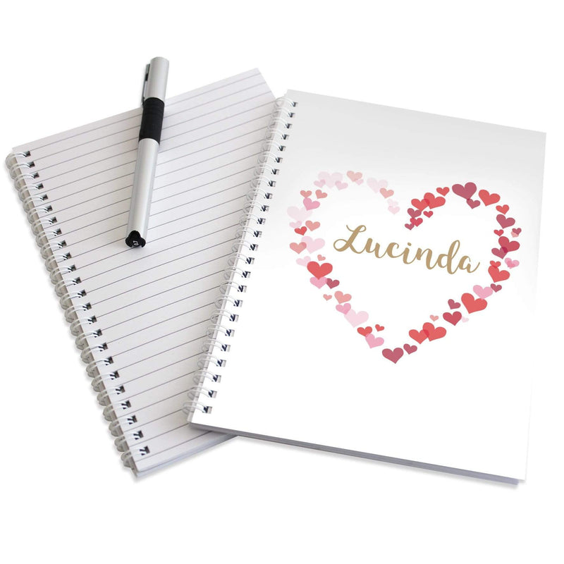 Personalised Memento Stationery & Pens Personalised Confetti Hearts A5 Notebook
