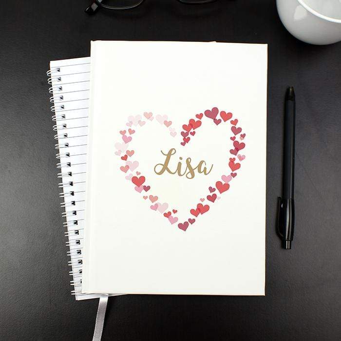 Personalised Memento Stationery &amp; Pens Personalised Confetti Hearts A5 Notebook