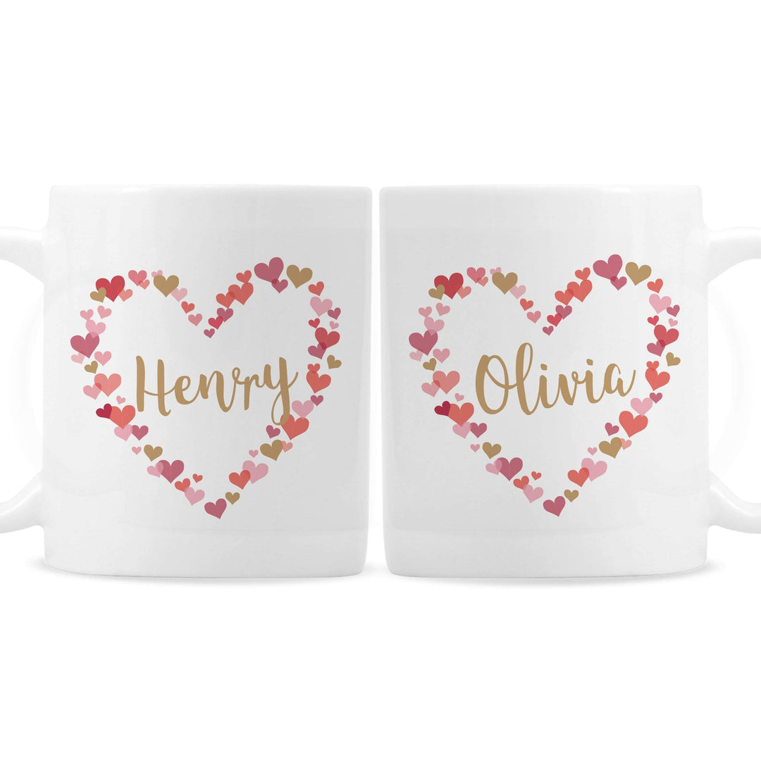 Personalised Memento Mugs Personalised Confetti Hearts Couples Mug Set