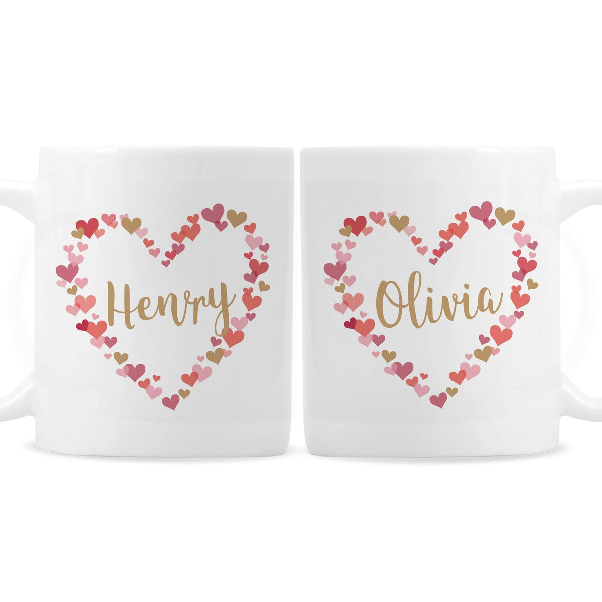 Personalised Memento Mugs Personalised Confetti Hearts Couples Mug Set
