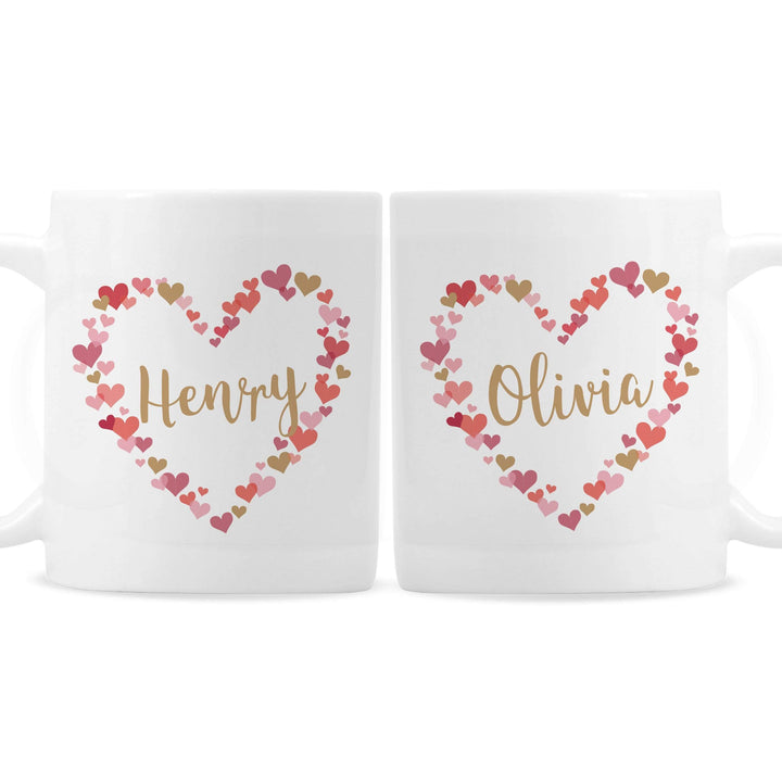 Personalised Memento Mugs Personalised Confetti Hearts Couples Mug Set