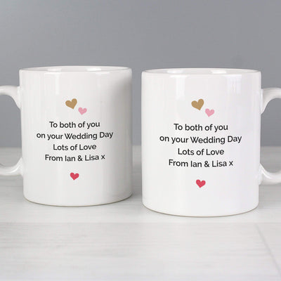 Personalised Memento Mugs Personalised Confetti Hearts Couples Mug Set