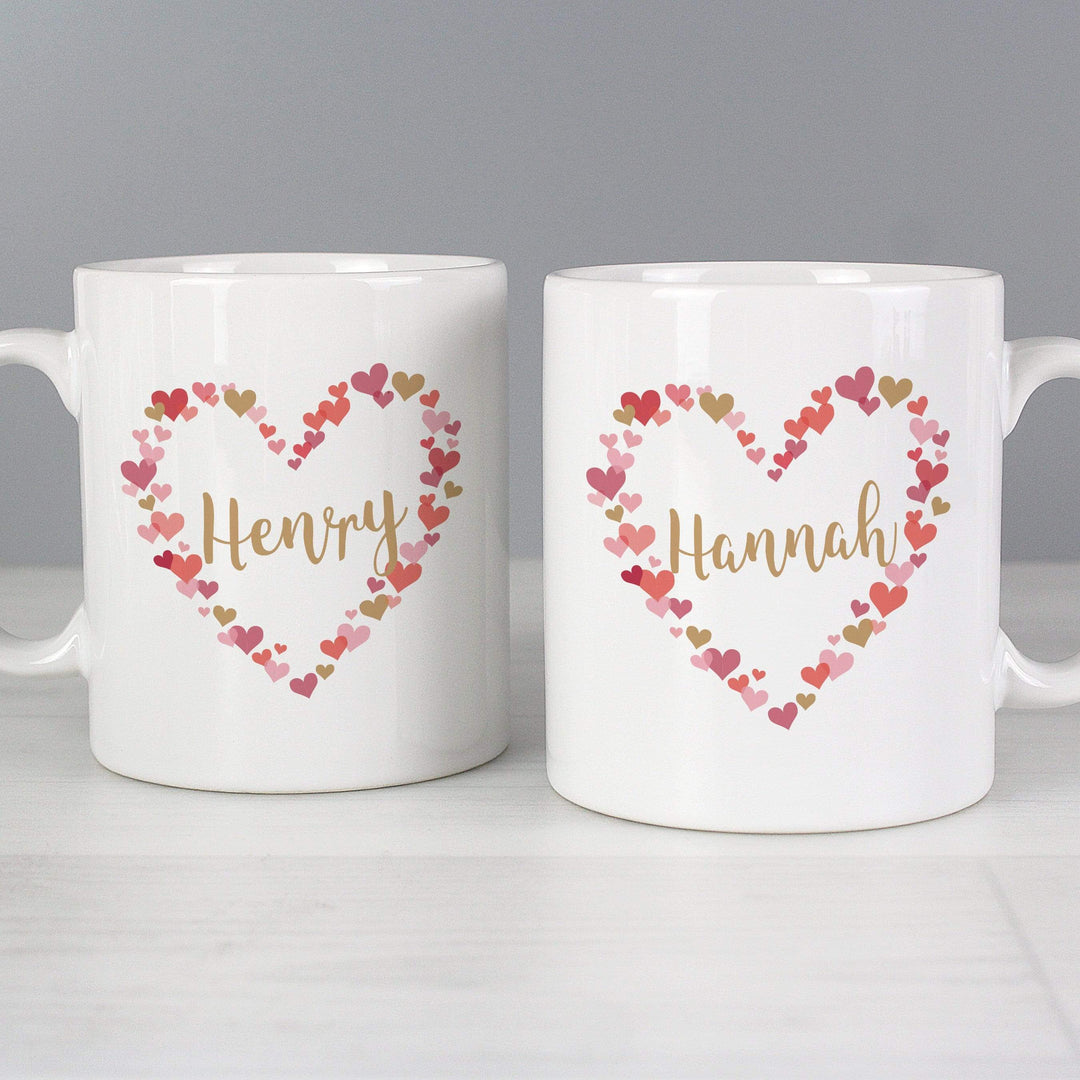 Personalised Memento Mugs Personalised Confetti Hearts Couples Mug Set