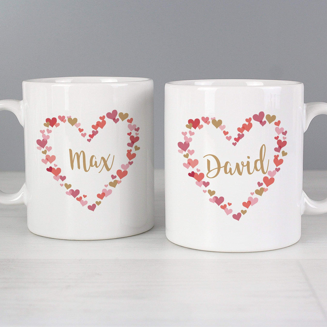 Personalised Memento Mugs Personalised Confetti Hearts Couples Mug Set