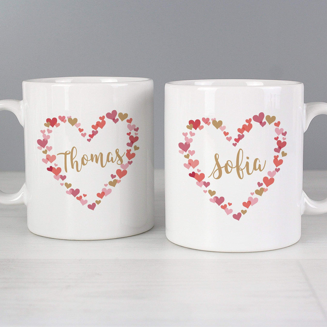 Personalised Memento Mugs Personalised Confetti Hearts Couples Mug Set